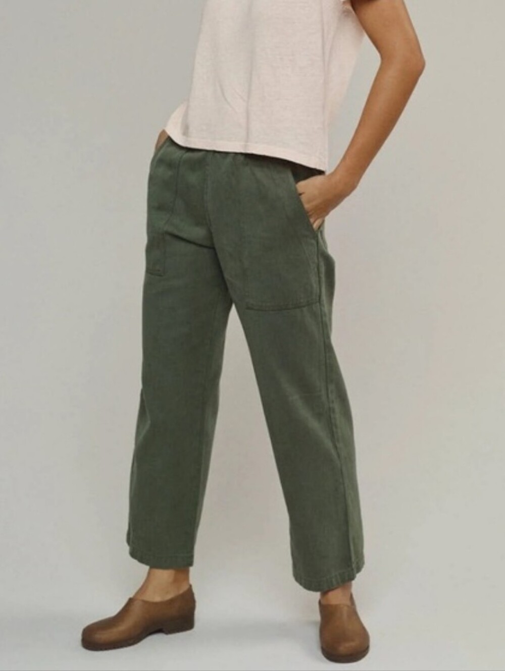 Jungmaven Ocean Pant Dark Olive Green Pull On Cotton Hemp Pants Sz Large
